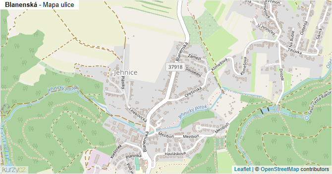 Blanenská - mapa ulice