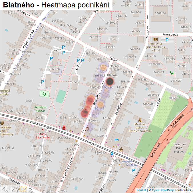 Mapa Blatného - Firmy v ulici.
