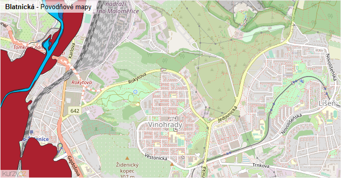 Blatnická - záplavové mapy stoleté vody