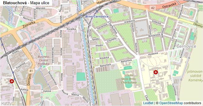 Blatouchová - mapa ulice