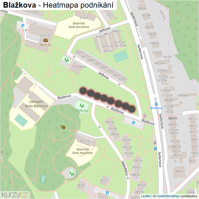Mapa Blažkova - Firmy v ulici.