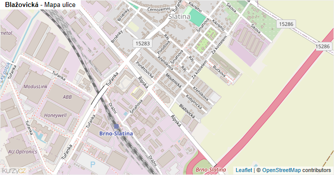 Blažovická - mapa ulice