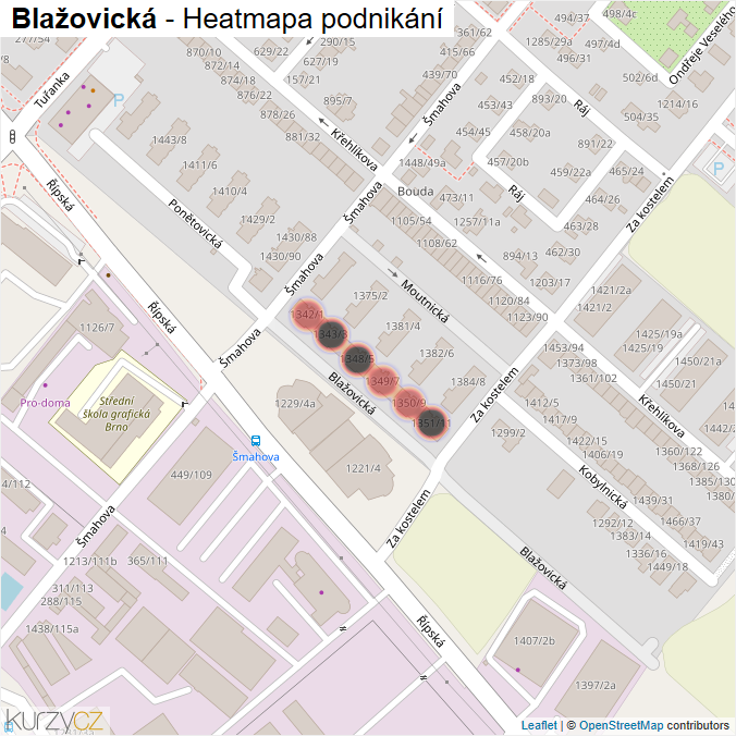 Mapa Blažovická - Firmy v ulici.