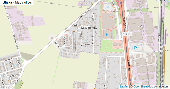 Blízká - mapa ulice