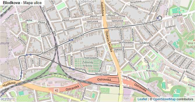 Blodkova - mapa ulice