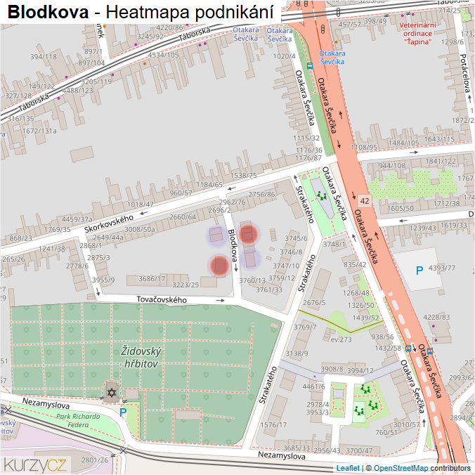 Mapa Blodkova - Firmy v ulici.