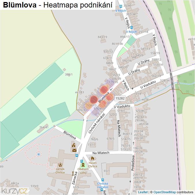 Mapa Blümlova - Firmy v ulici.