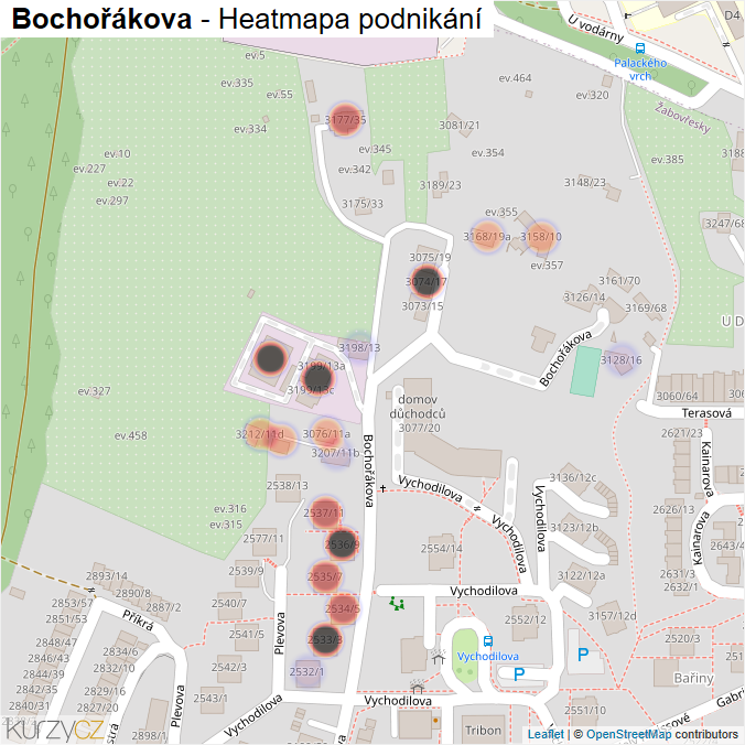Mapa Bochořákova - Firmy v ulici.