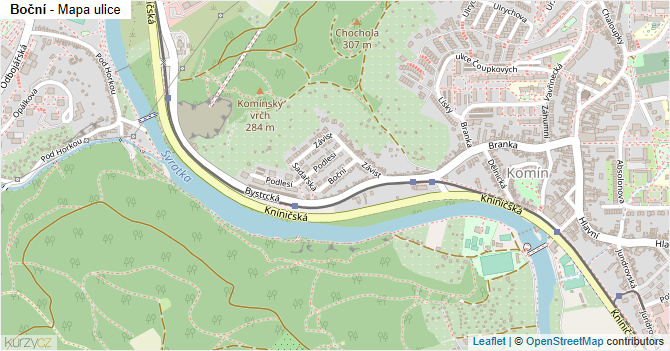 Boční - mapa ulice