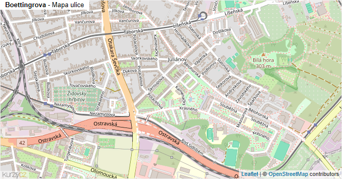 Boettingrova - mapa ulice