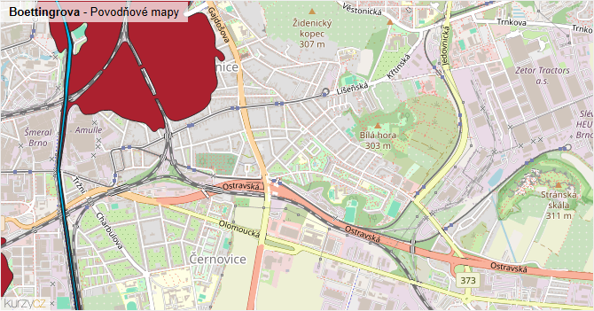 Boettingrova - záplavové mapy stoleté vody