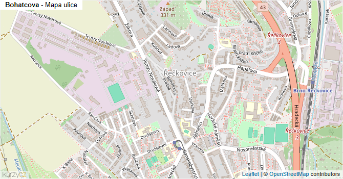 Bohatcova - mapa ulice