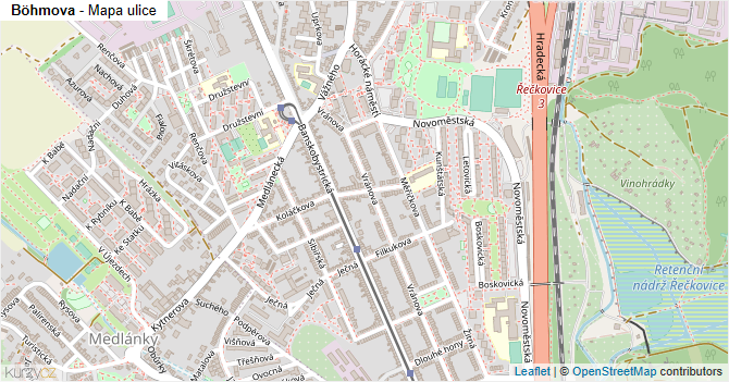 Böhmova - mapa ulice