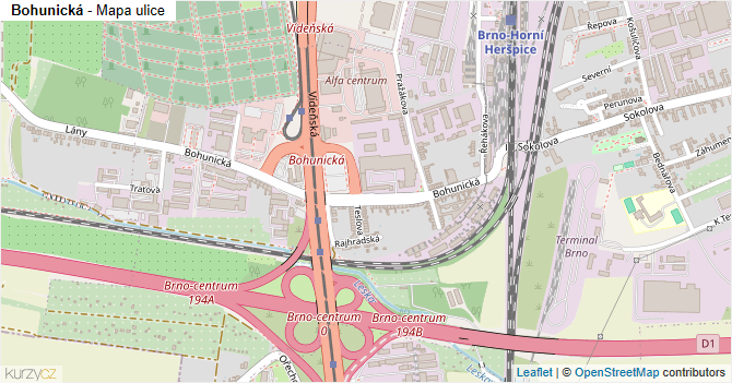 Bohunická - mapa ulice