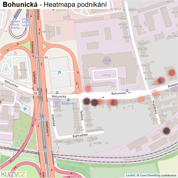Mapa Bohunická - Firmy v ulici.