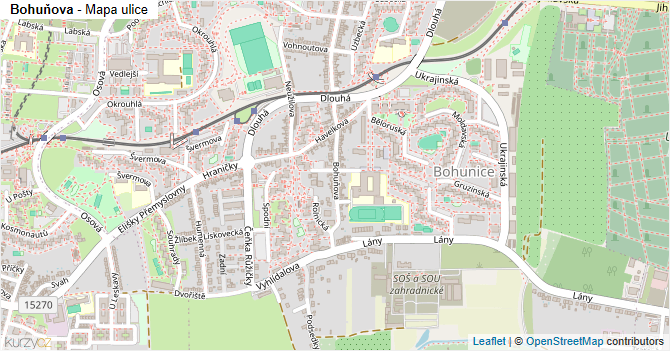 Bohuňova - mapa ulice