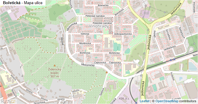 Bořetická - mapa ulice