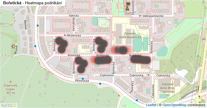 Bořetická - mapa podnikání