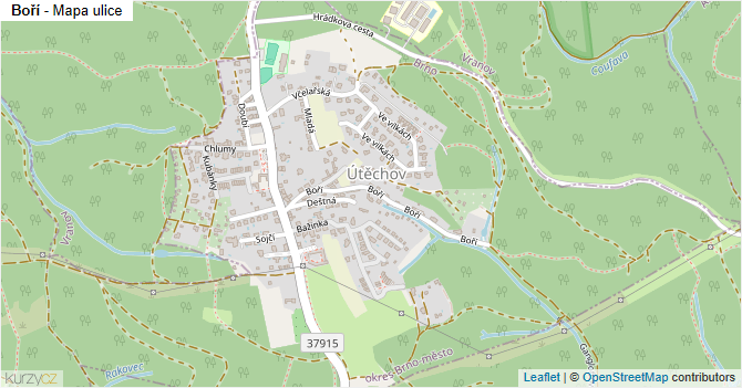 Boří - mapa ulice
