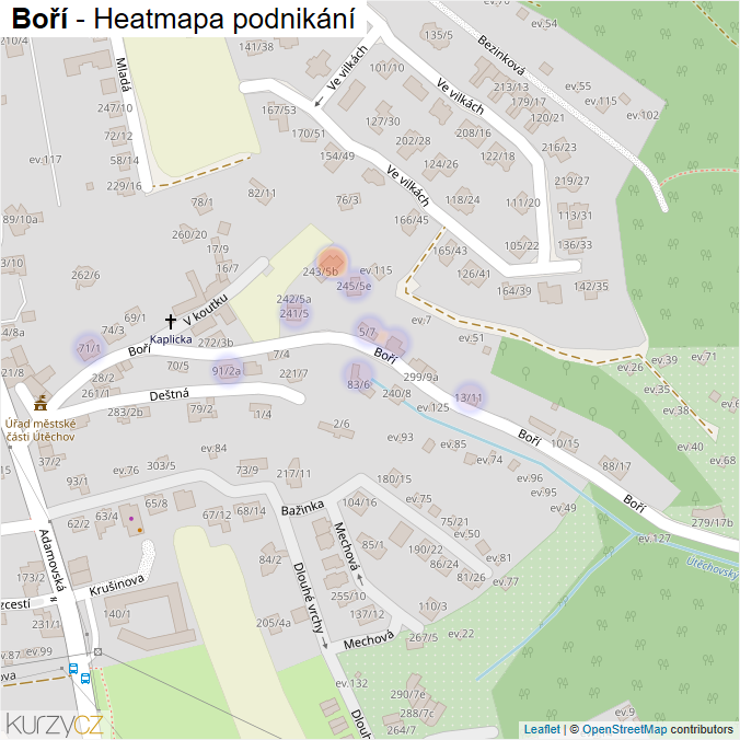 Mapa Boří - Firmy v ulici.