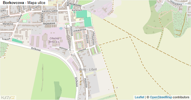 Borkovcova - mapa ulice