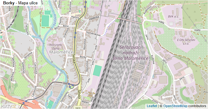 Borky - mapa ulice