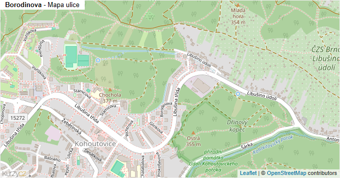 Borodinova - mapa ulice