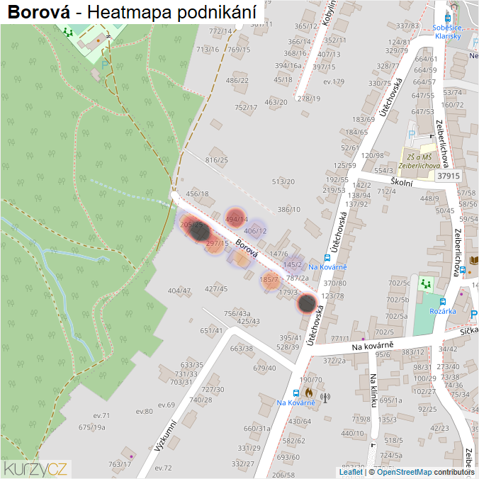 Mapa Borová - Firmy v ulici.