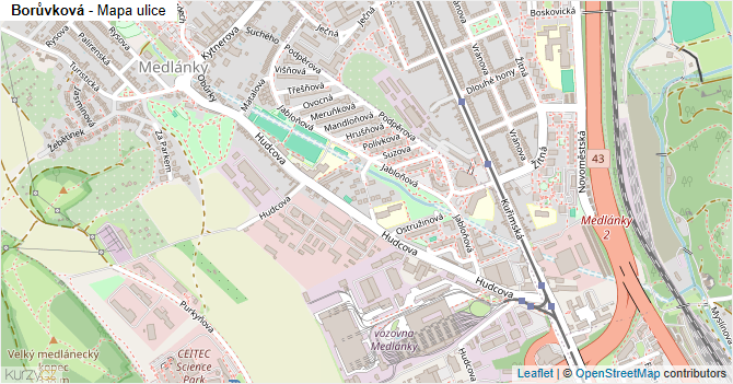 Borůvková - mapa ulice