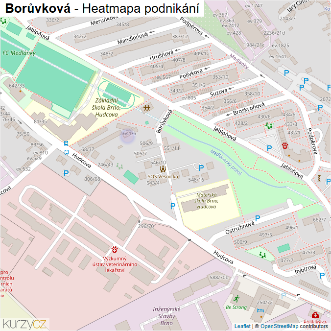 Mapa Borůvková - Firmy v ulici.