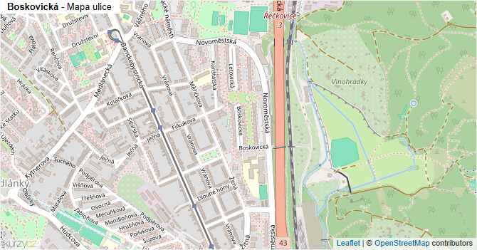 Boskovická - mapa ulice