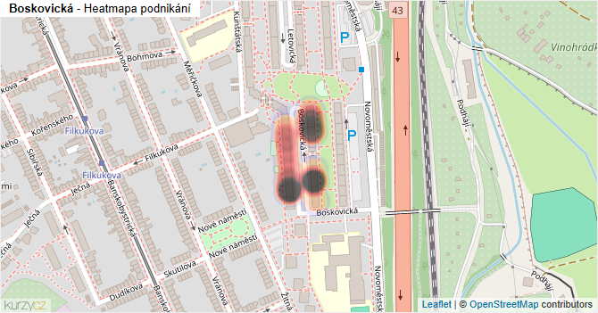 Boskovická - mapa podnikání