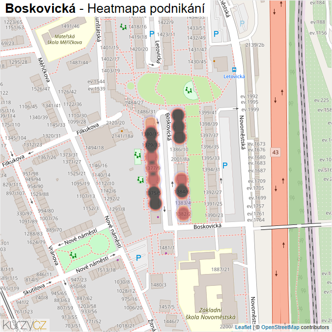 Mapa Boskovická - Firmy v ulici.