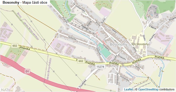Bosonohy - mapa části obce