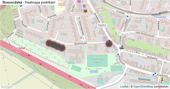 Bosonožská - mapa podnikání