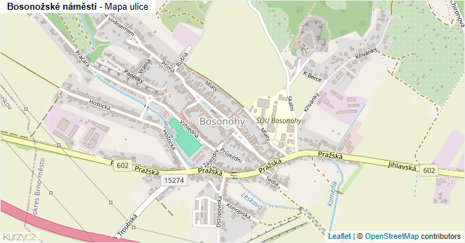 Bosonožské náměstí - mapa ulice