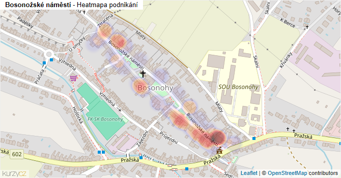 Bosonožské náměstí - mapa podnikání
