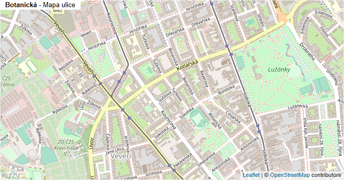 Botanická - mapa ulice