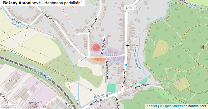 Boženy Antonínové - mapa podnikání