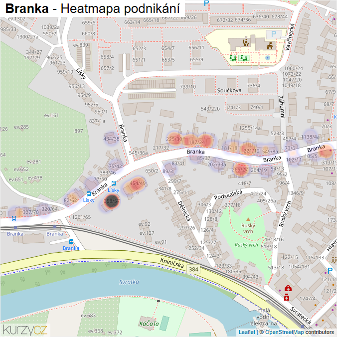 Mapa Branka - Firmy v ulici.