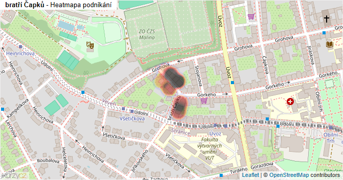 bratří Čapků - mapa podnikání