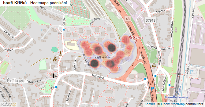 bratří Křičků - mapa podnikání