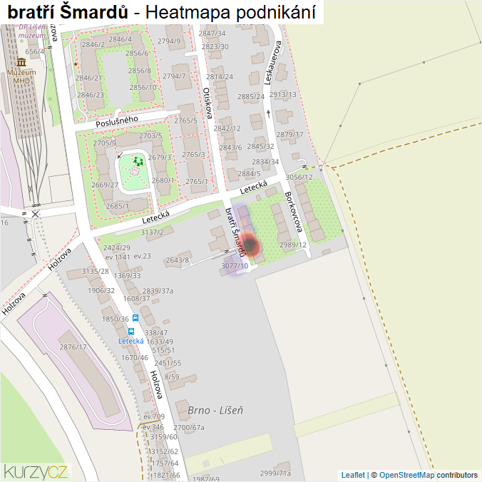 Mapa bratří Šmardů - Firmy v ulici.