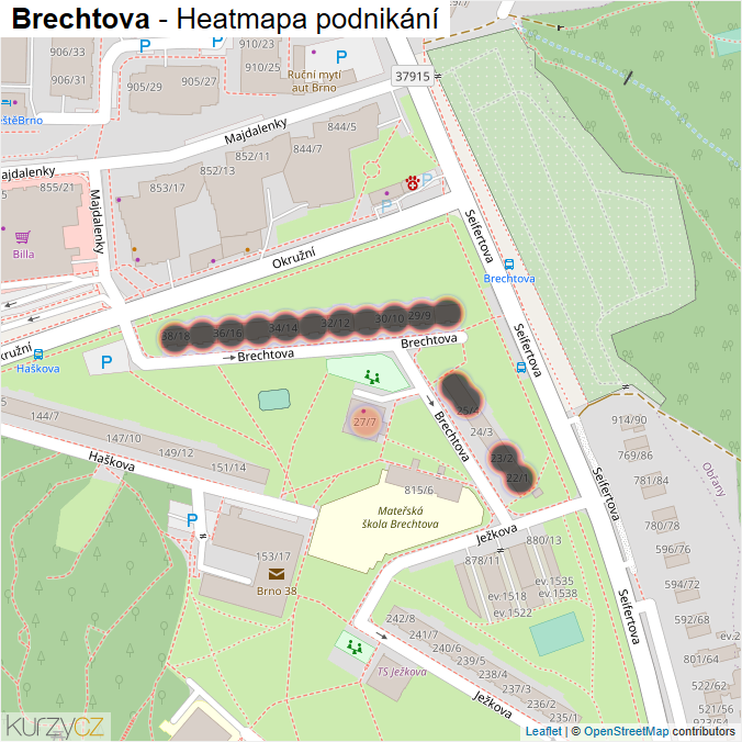 Mapa Brechtova - Firmy v ulici.