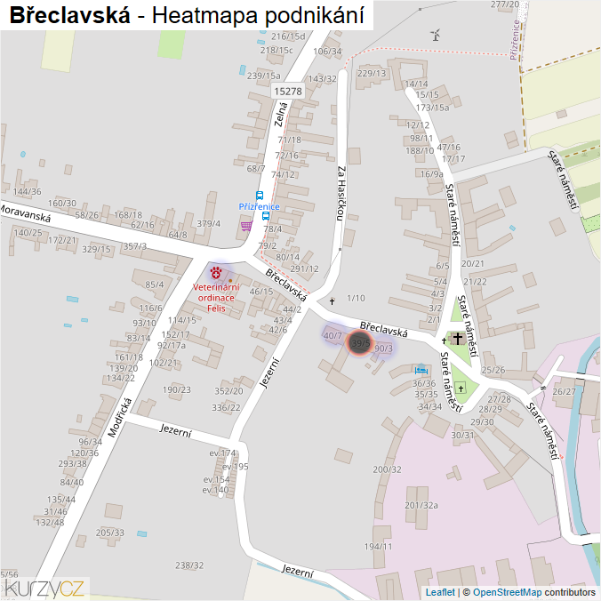 Mapa Břeclavská - Firmy v ulici.