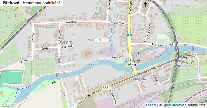 Břehová - mapa podnikání