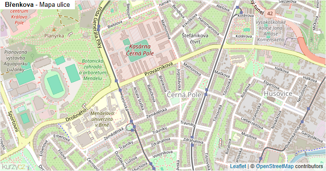 Břenkova - mapa ulice
