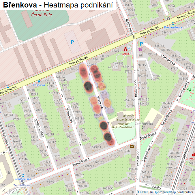 Mapa Břenkova - Firmy v ulici.