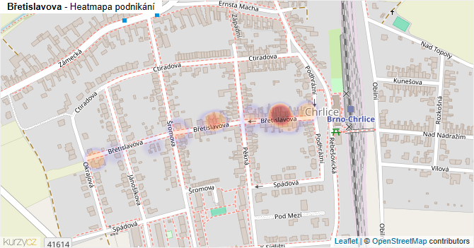 Břetislavova - mapa podnikání