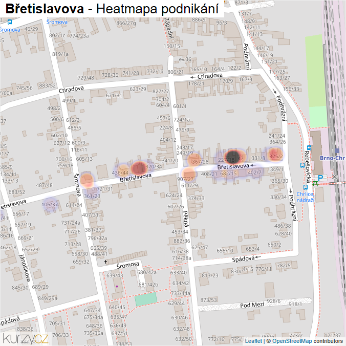 Mapa Břetislavova - Firmy v ulici.